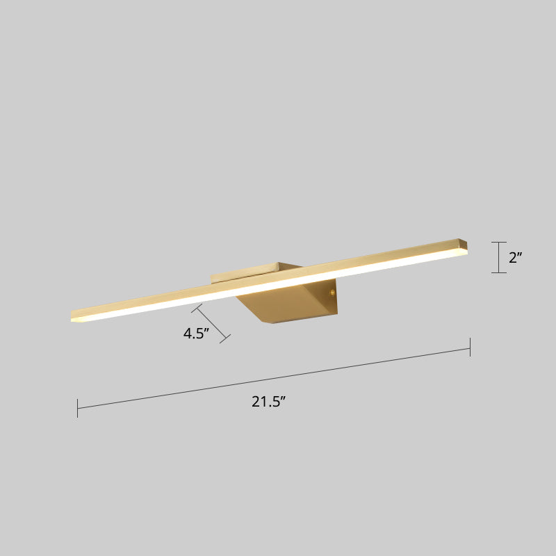 Linear LED Sconce Light Postmodern Style Acrylic Bath Wall Vanity Light in Brass Clearhalo 'Cast Iron' 'Glass' 'Industrial' 'Modern wall lights' 'Modern' 'Tiffany' 'Traditional wall lights' 'Vanity Lights' 'Wall Lights' Lighting' 2466568