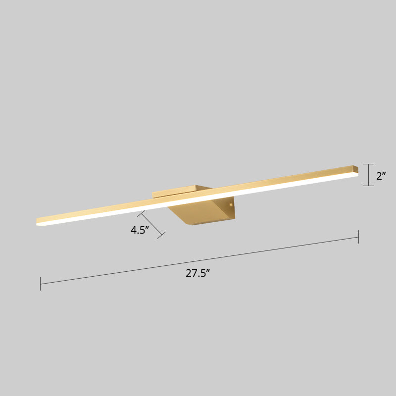 Linear LED Sconce Light Postmodern Style Acrylic Bath Wall Vanity Light in Brass Clearhalo 'Cast Iron' 'Glass' 'Industrial' 'Modern wall lights' 'Modern' 'Tiffany' 'Traditional wall lights' 'Vanity Lights' 'Wall Lights' Lighting' 2466569
