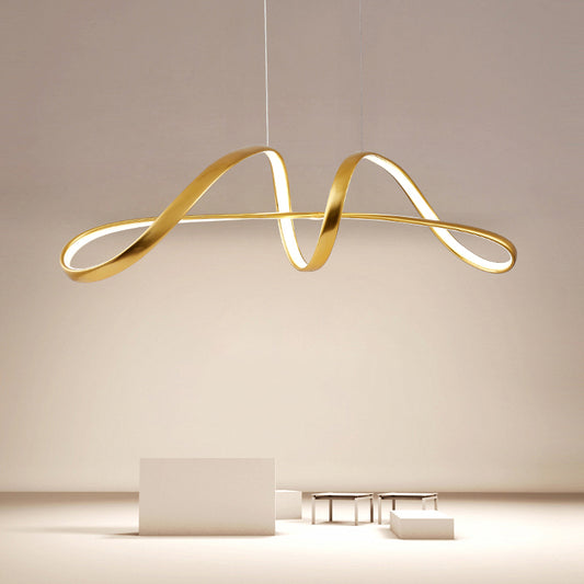 Gold Plated Twist Suspension Lamp Nordic Metal LED over Island Lighting for Restaurant Gold Clearhalo 'Ceiling Lights' 'Island Lights' Lighting' 2466577