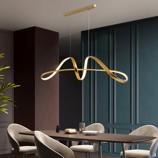 Gold Plated Twist Suspension Lamp Nordic Metal LED over Island Lighting for Restaurant Clearhalo 'Ceiling Lights' 'Island Lights' Lighting' 2466579