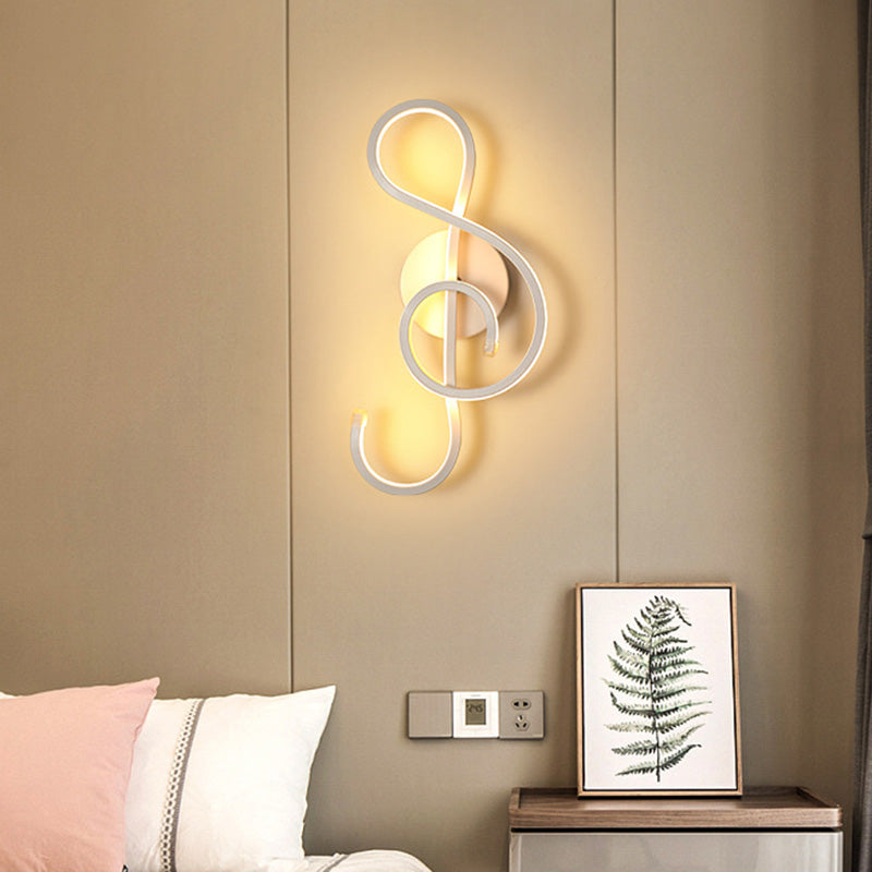 White Geometric Shaped Wall Light Simplicity LED Metal Wall Lamp Sconce for Stairway White Musical Note Clearhalo 'Cast Iron' 'Glass' 'Industrial' 'Modern wall lights' 'Modern' 'Tiffany' 'Traditional wall lights' 'Wall Lamps & Sconces' 'Wall Lights' Lighting' 2466616