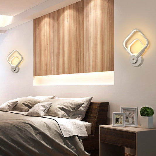 White Geometric Shaped Wall Light Simplicity LED Metal Wall Lamp Sconce for Stairway White Square Plate Clearhalo 'Cast Iron' 'Glass' 'Industrial' 'Modern wall lights' 'Modern' 'Tiffany' 'Traditional wall lights' 'Wall Lamps & Sconces' 'Wall Lights' Lighting' 2466617