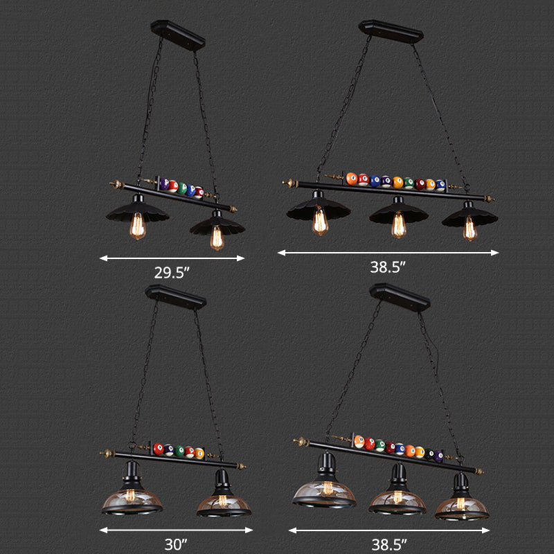 Metal Black Finish Island Lamp Shaded Industrial Style Hanging Light with Billiard Ball Deco Clearhalo 'Ceiling Lights' 'Island Lights' Lighting' 2466688