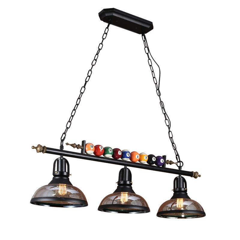 Metal Black Finish Island Lamp Shaded Industrial Style Hanging Light with Billiard Ball Deco Clearhalo 'Ceiling Lights' 'Island Lights' Lighting' 2466690
