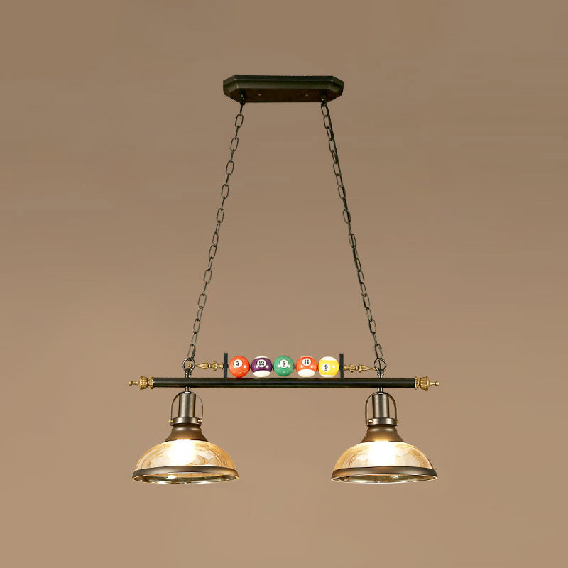 Metal Black Finish Island Lamp Shaded Industrial Style Hanging Light with Billiard Ball Deco 2 Black Dome Clearhalo 'Ceiling Lights' 'Island Lights' Lighting' 2466691