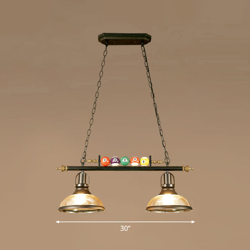 Metal Black Finish Island Lamp Shaded Industrial Style Hanging Light with Billiard Ball Deco Clearhalo 'Ceiling Lights' 'Island Lights' Lighting' 2466696