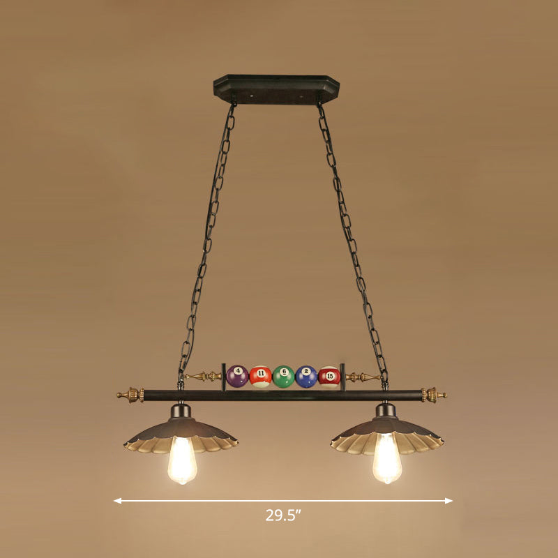 Metal Black Finish Island Lamp Shaded Industrial Style Hanging Light with Billiard Ball Deco Clearhalo 'Ceiling Lights' 'Island Lights' Lighting' 2466698