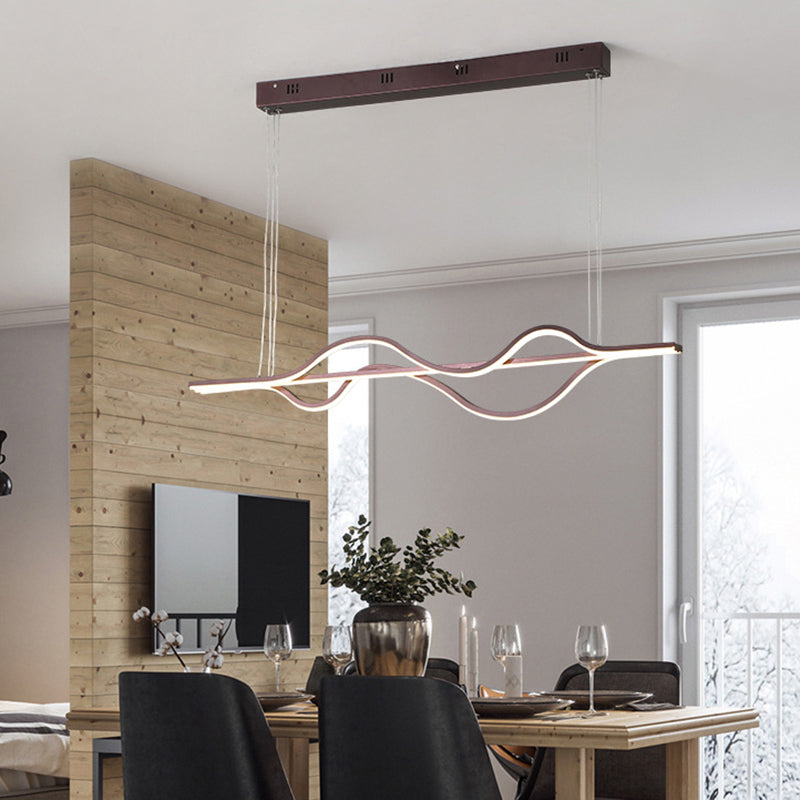 Flow Shape Ceiling Hang Light Artistic Metal Dining Room LED Pendant Lighting Fixture Clearhalo 'Ceiling Lights' 'Island Lights' Lighting' 2466706