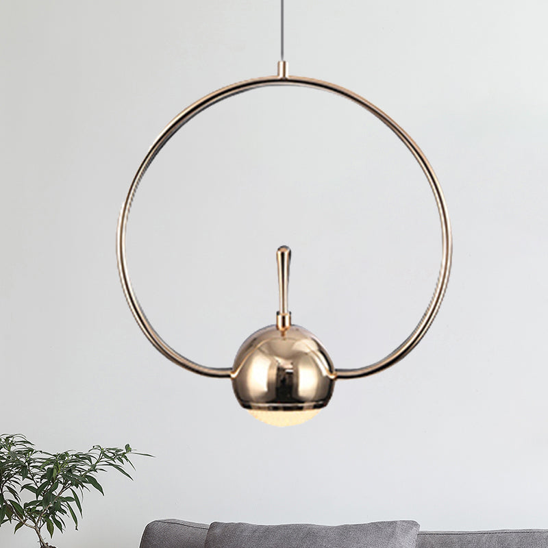 Rectangular/Triangular/Circular Wire Frame Ceiling Pendant Contemporary Metal 1 Light Chrome/Gold Pendant Light Fixture for Bedroom Clearhalo 'Ceiling Lights' 'Modern Pendants' 'Modern' 'Pendant Lights' 'Pendants' Lighting' 246673