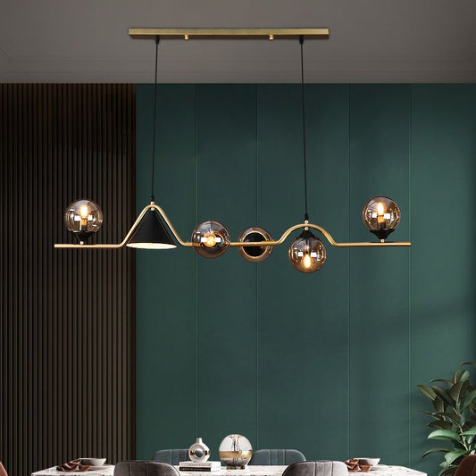 Cone and Ball Hanging Island Light Minimalist Metal Dining Room Pendant Lamp in Gold Clearhalo 'Ceiling Lights' 'Island Lights' Lighting' 2466736