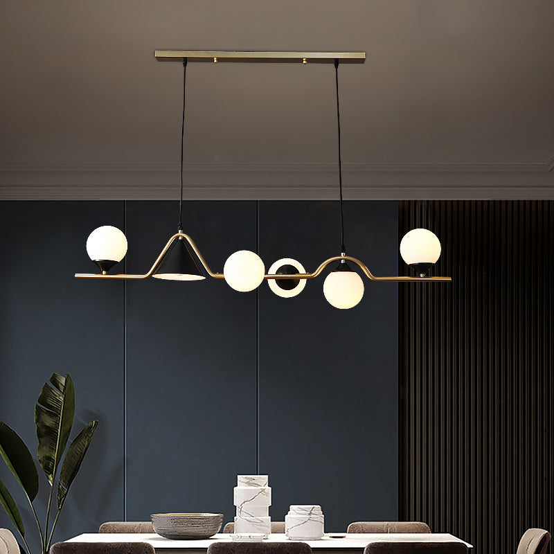 Cone and Ball Hanging Island Light Minimalist Metal Dining Room Pendant Lamp in Gold Clearhalo 'Ceiling Lights' 'Island Lights' Lighting' 2466739