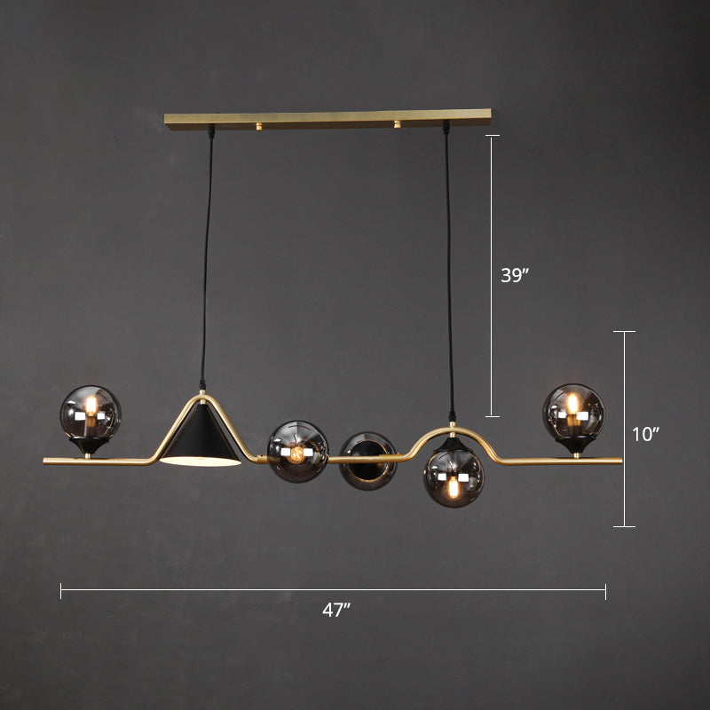 Cone and Ball Hanging Island Light Minimalist Metal Dining Room Pendant Lamp in Gold Clearhalo 'Ceiling Lights' 'Island Lights' Lighting' 2466746