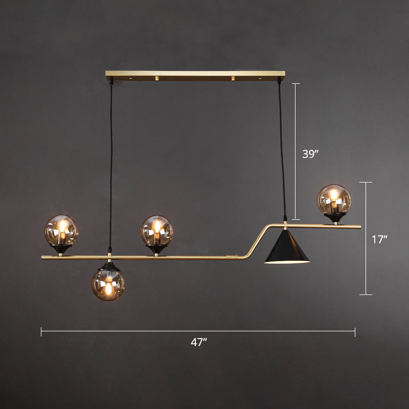 Cone and Ball Hanging Island Light Minimalist Metal Dining Room Pendant Lamp in Gold Clearhalo 'Ceiling Lights' 'Island Lights' Lighting' 2466749