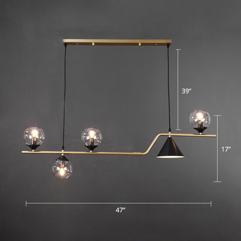 Cone and Ball Hanging Island Light Minimalist Metal Dining Room Pendant Lamp in Gold Clearhalo 'Ceiling Lights' 'Island Lights' Lighting' 2466751