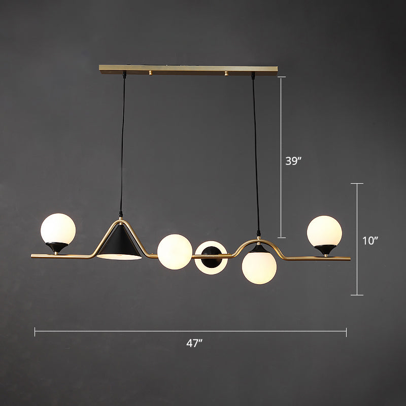 Cone and Ball Hanging Island Light Minimalist Metal Dining Room Pendant Lamp in Gold Clearhalo 'Ceiling Lights' 'Island Lights' Lighting' 2466753