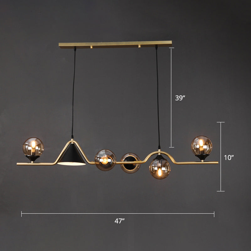 Cone and Ball Hanging Island Light Minimalist Metal Dining Room Pendant Lamp in Gold Clearhalo 'Ceiling Lights' 'Island Lights' Lighting' 2466755