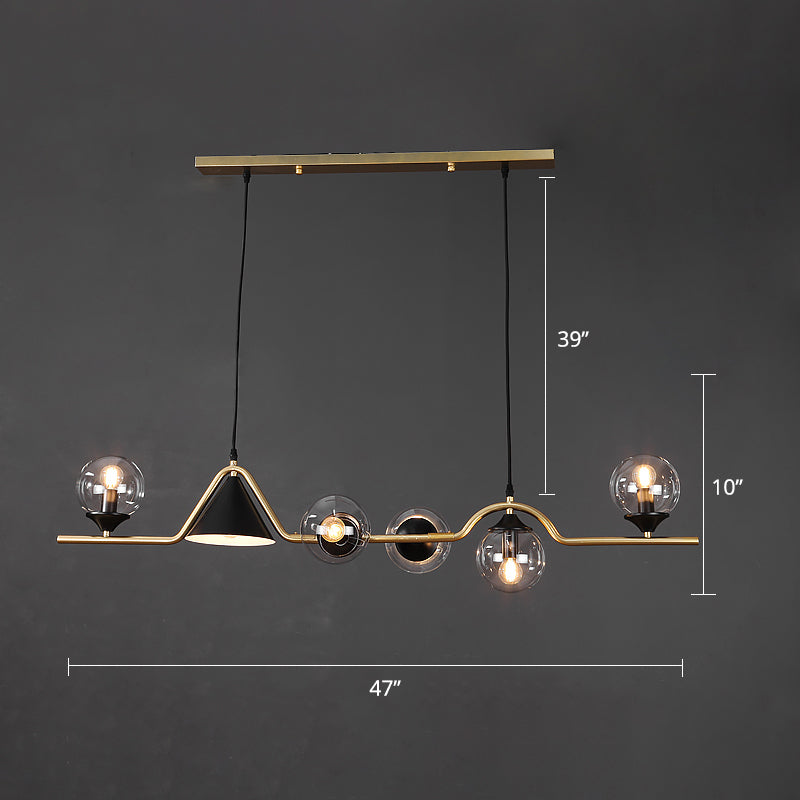 Cone and Ball Hanging Island Light Minimalist Metal Dining Room Pendant Lamp in Gold Clearhalo 'Ceiling Lights' 'Island Lights' Lighting' 2466756