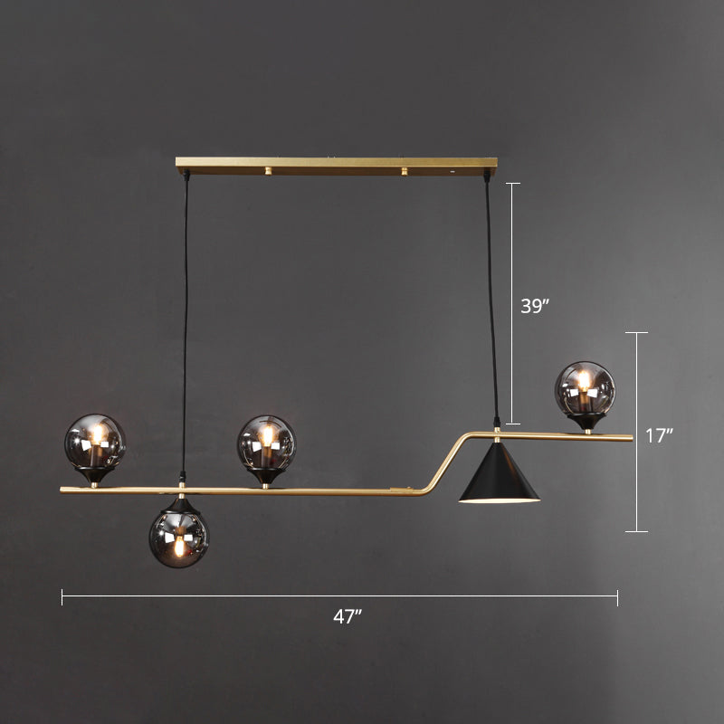 Cone and Ball Hanging Island Light Minimalist Metal Dining Room Pendant Lamp in Gold Clearhalo 'Ceiling Lights' 'Island Lights' Lighting' 2466760