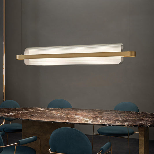 Nordic Linear Island Lamp Acrylic Dining Room LED Pendant Lighting Fixture in Gold Gold 39.5" Clearhalo 'Ceiling Lights' 'Island Lights' Lighting' 2466770