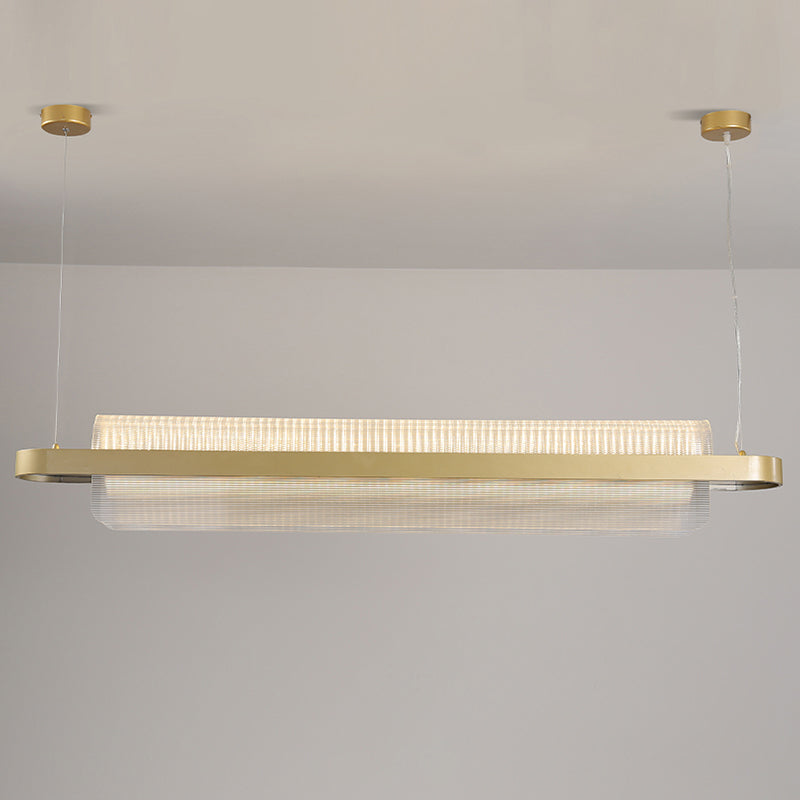 Nordic Linear Island Lamp Acrylic Dining Room LED Pendant Lighting Fixture in Gold Clearhalo 'Ceiling Lights' 'Island Lights' Lighting' 2466772