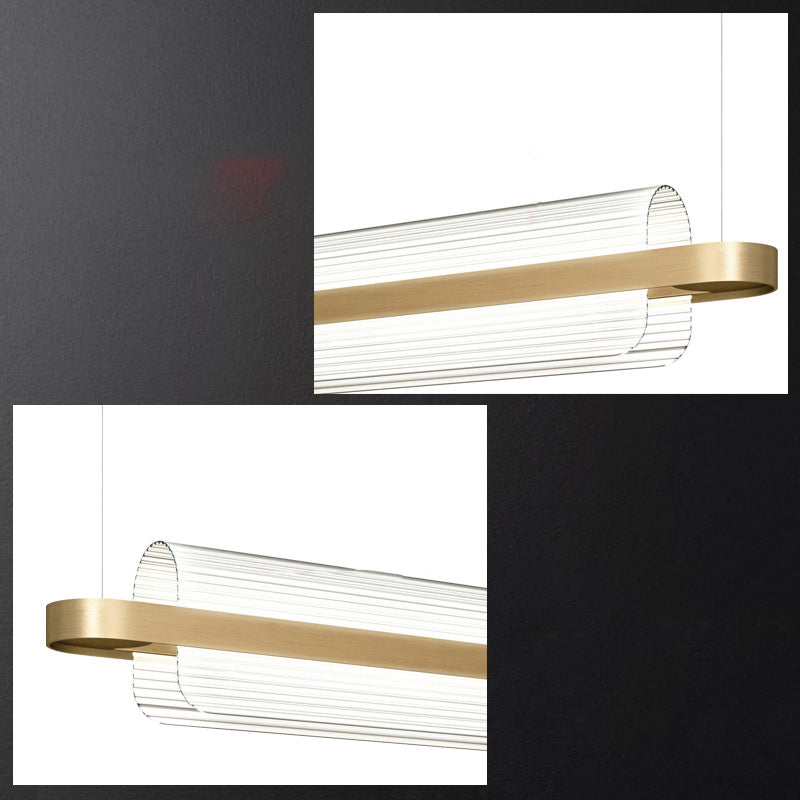 Nordic Linear Island Lamp Acrylic Dining Room LED Pendant Lighting Fixture in Gold Clearhalo 'Ceiling Lights' 'Island Lights' Lighting' 2466774