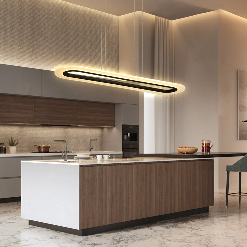 Acrylic Oblong LED Suspension Light Fixture Minimalist Style Hanging Lamp over Island Clearhalo 'Ceiling Lights' 'Island Lights' Lighting' 2466777