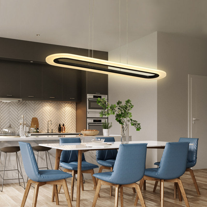 Acrylic Oblong LED Suspension Light Fixture Minimalist Style Hanging Lamp over Island Clearhalo 'Ceiling Lights' 'Island Lights' Lighting' 2466778