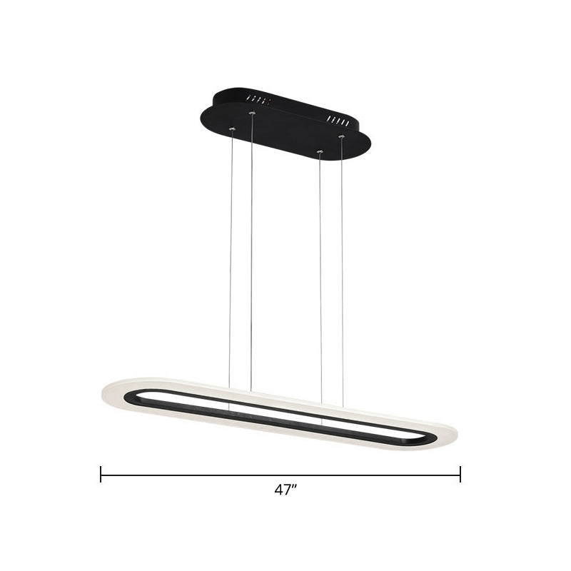 Acrylic Oblong LED Suspension Light Fixture Minimalist Style Hanging Lamp over Island Clearhalo 'Ceiling Lights' 'Island Lights' Lighting' 2466783