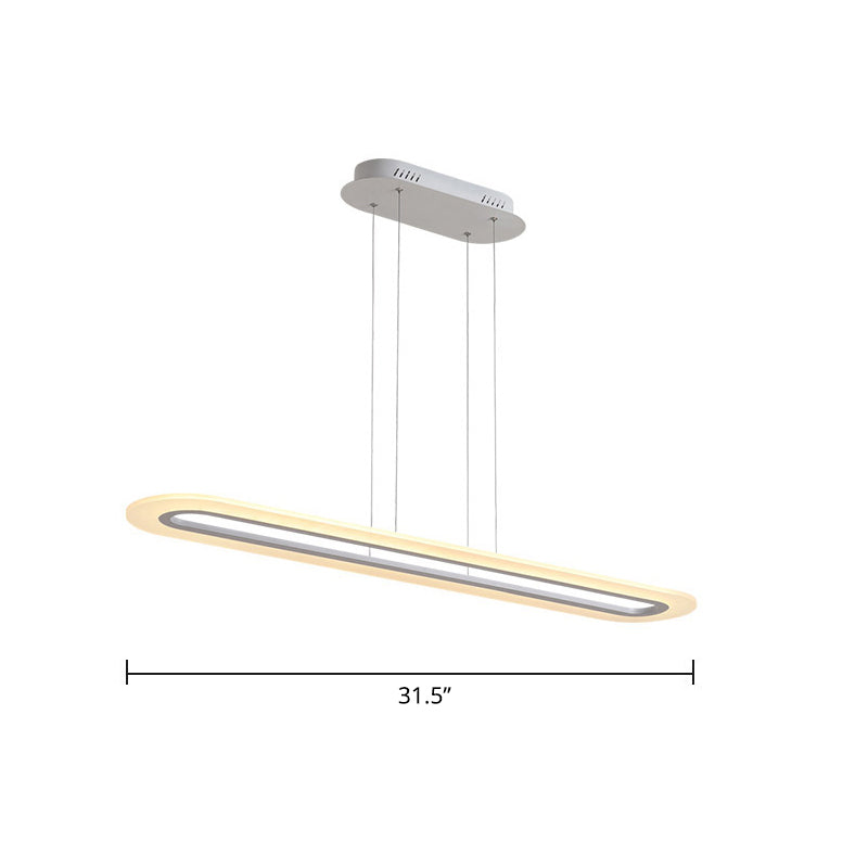Acrylic Oblong LED Suspension Light Fixture Minimalist Style Hanging Lamp over Island Clearhalo 'Ceiling Lights' 'Island Lights' Lighting' 2466789