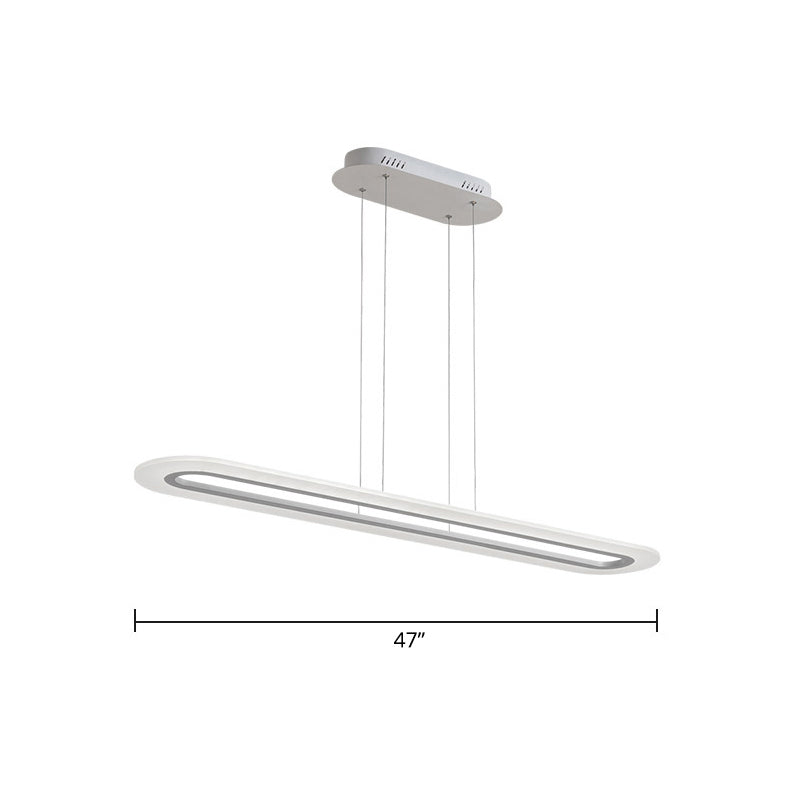 Acrylic Oblong LED Suspension Light Fixture Minimalist Style Hanging Lamp over Island Clearhalo 'Ceiling Lights' 'Island Lights' Lighting' 2466791