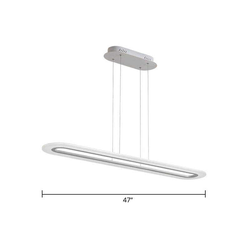 Acrylic Oblong LED Suspension Light Fixture Minimalist Style Hanging Lamp over Island Clearhalo 'Ceiling Lights' 'Island Lights' Lighting' 2466793