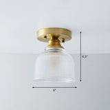 Brass Shaded Small Flushmount Lighting Countryside Single Bathroom Semi Flush Ceiling Light Clearhalo 'Ceiling Lights' 'Close To Ceiling Lights' 'Close to ceiling' 'Semi-flushmount' Lighting' 2466821