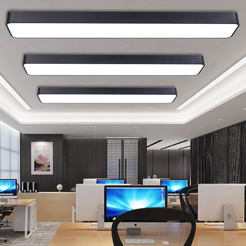 Rectangular Led Office Ceiling Black Rectangular Ceiling Light Fixture Simple LED Aluminum Flush Mount ...