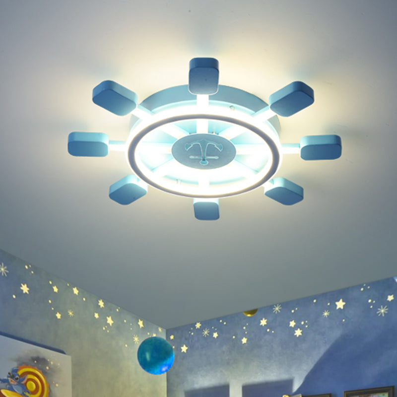 Aluminum Rudder Flush Ceiling Light Childrens Sky Blue LED Flush Light Fixture for Bedroom Blue Clearhalo 'Ceiling Lights' 'Close To Ceiling Lights' 'Close to ceiling' 'Flush mount' Lighting' 2466892