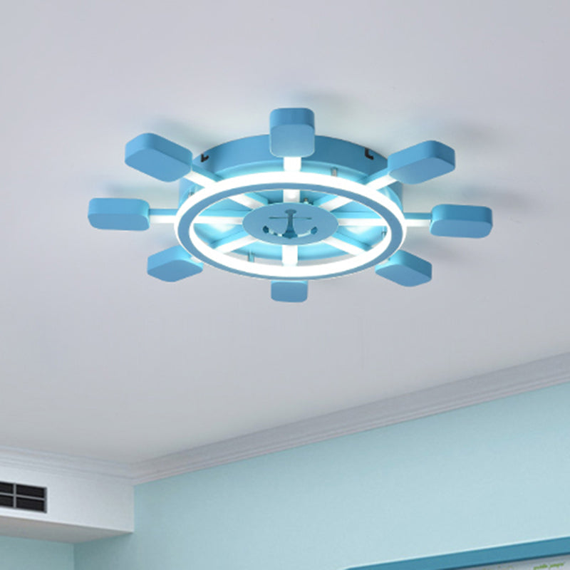 Aluminum Rudder Flush Ceiling Light Childrens Sky Blue LED Flush Light Fixture for Bedroom Clearhalo 'Ceiling Lights' 'Close To Ceiling Lights' 'Close to ceiling' 'Flush mount' Lighting' 2466895