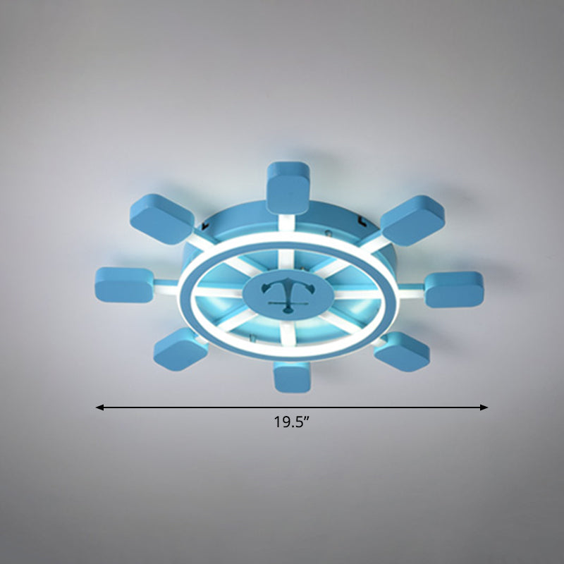 Aluminum Rudder Flush Ceiling Light Childrens Sky Blue LED Flush Light Fixture for Bedroom Clearhalo 'Ceiling Lights' 'Close To Ceiling Lights' 'Close to ceiling' 'Flush mount' Lighting' 2466897