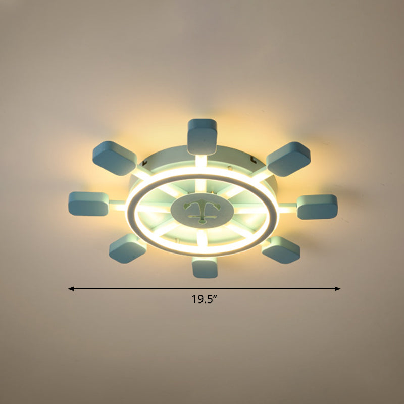 Aluminum Rudder Flush Ceiling Light Childrens Sky Blue LED Flush Light Fixture for Bedroom Clearhalo 'Ceiling Lights' 'Close To Ceiling Lights' 'Close to ceiling' 'Flush mount' Lighting' 2466901