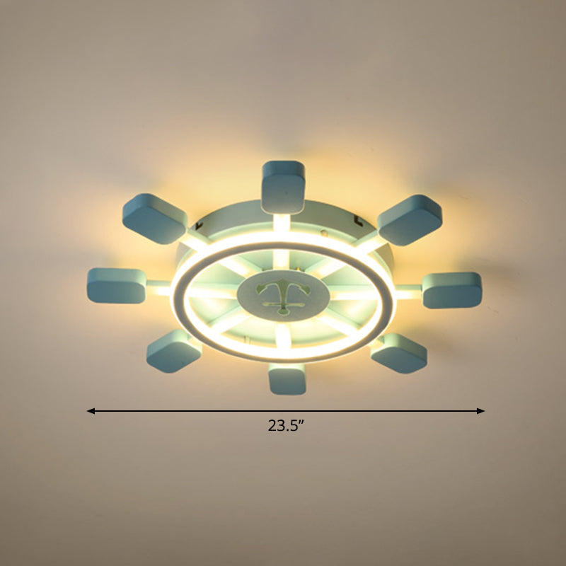 Aluminum Rudder Flush Ceiling Light Childrens Sky Blue LED Flush Light Fixture for Bedroom Clearhalo 'Ceiling Lights' 'Close To Ceiling Lights' 'Close to ceiling' 'Flush mount' Lighting' 2466902