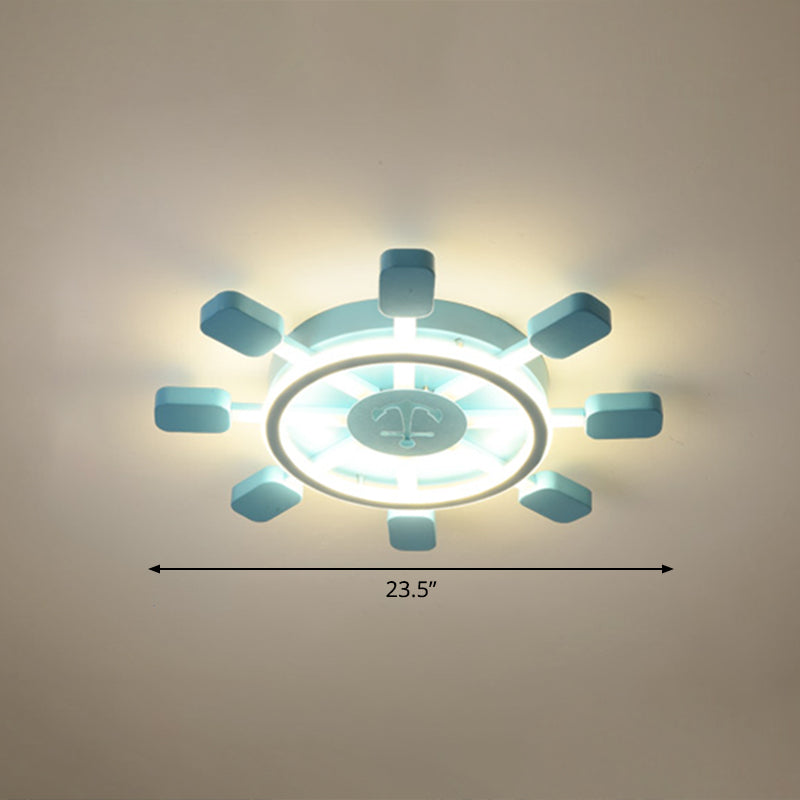 Aluminum Rudder Flush Ceiling Light Childrens Sky Blue LED Flush Light Fixture for Bedroom Clearhalo 'Ceiling Lights' 'Close To Ceiling Lights' 'Close to ceiling' 'Flush mount' Lighting' 2466904