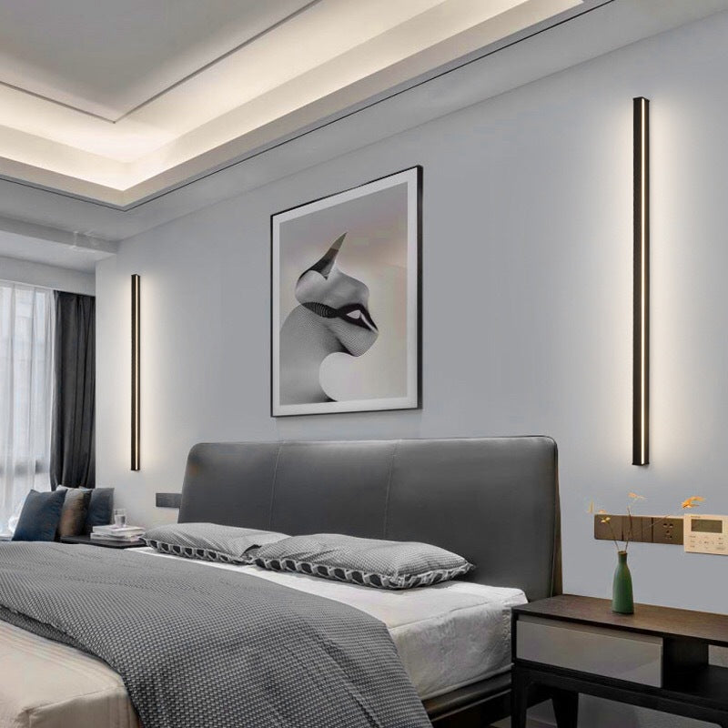 Linear Flush Mount Wall Sconce Simplicity Metal Hallway LED Wall Mount Light in Black Clearhalo 'Cast Iron' 'Glass' 'Industrial' 'Modern wall lights' 'Modern' 'Tiffany' 'Traditional wall lights' 'Wall Lamps & Sconces' 'Wall Lights' Lighting' 2466909