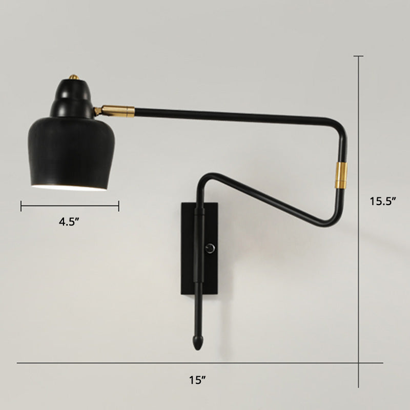 Shaded Bedside Wall Mounted Reading Lamp Metal 1 Head Nordic Task Wall Sconce with Retractable Arm Clearhalo 'Cast Iron' 'Glass' 'Industrial' 'Modern wall lights' 'Modern' 'Tiffany' 'Traditional wall lights' 'Wall Lamps & Sconces' 'Wall Lights' Lighting' 2466938