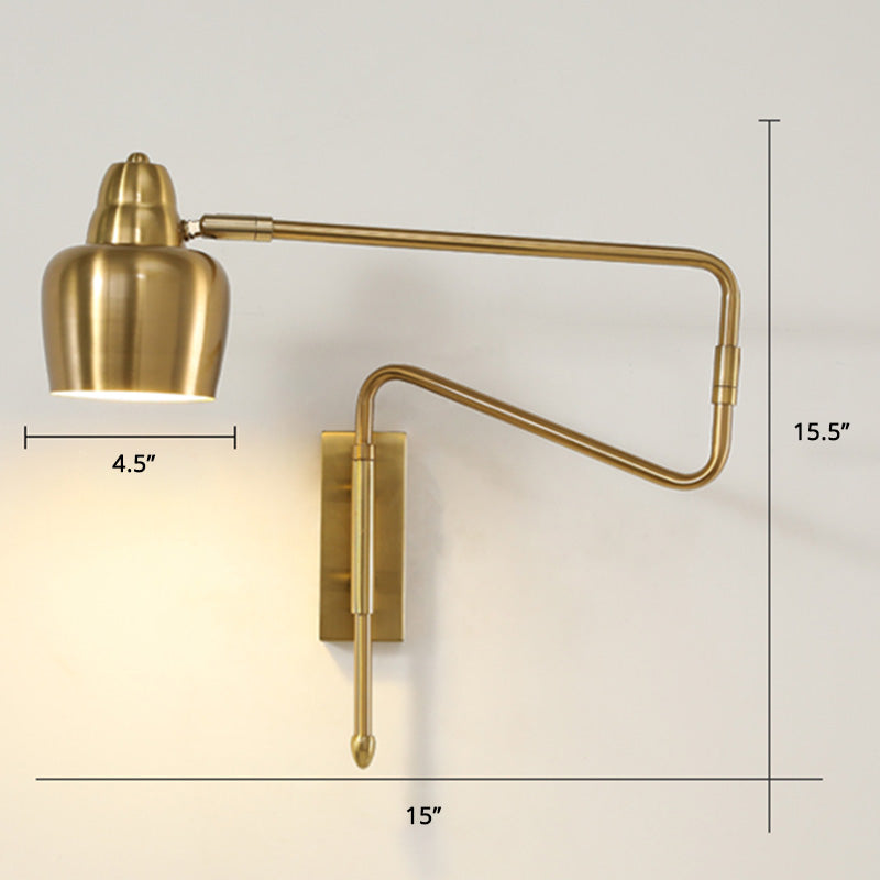 Shaded Bedside Wall Mounted Reading Lamp Metal 1 Head Nordic Task Wall Sconce with Retractable Arm Clearhalo 'Cast Iron' 'Glass' 'Industrial' 'Modern wall lights' 'Modern' 'Tiffany' 'Traditional wall lights' 'Wall Lamps & Sconces' 'Wall Lights' Lighting' 2466939
