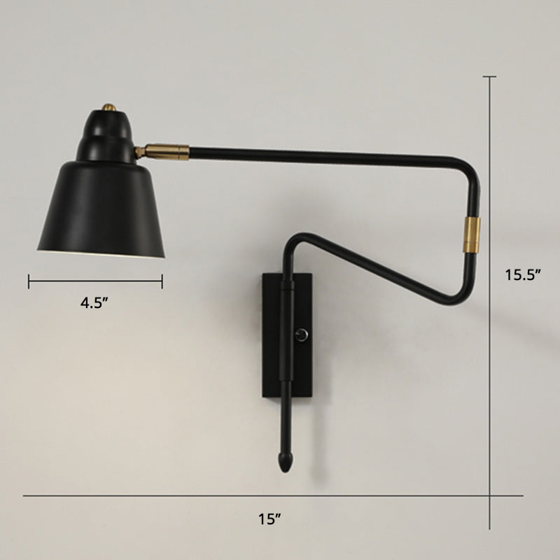 Shaded Bedside Wall Mounted Reading Lamp Metal 1 Head Nordic Task Wall Sconce with Retractable Arm Clearhalo 'Cast Iron' 'Glass' 'Industrial' 'Modern wall lights' 'Modern' 'Tiffany' 'Traditional wall lights' 'Wall Lamps & Sconces' 'Wall Lights' Lighting' 2466940