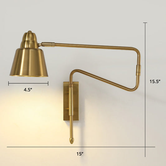 Shaded Bedside Wall Mounted Reading Lamp Metal 1 Head Nordic Task Wall Sconce with Retractable Arm Clearhalo 'Cast Iron' 'Glass' 'Industrial' 'Modern wall lights' 'Modern' 'Tiffany' 'Traditional wall lights' 'Wall Lamps & Sconces' 'Wall Lights' Lighting' 2466941