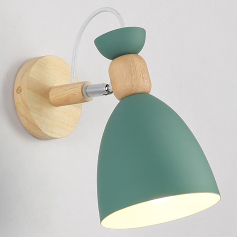 Rotatable Shade Metal Wall Mounted Reading Light Macaron Style 1-Light Wall Lamp for Bedroom Green Trumpet Clearhalo 'Wall Lamps & Sconces' 'Wall Lights' Lighting' 2466990