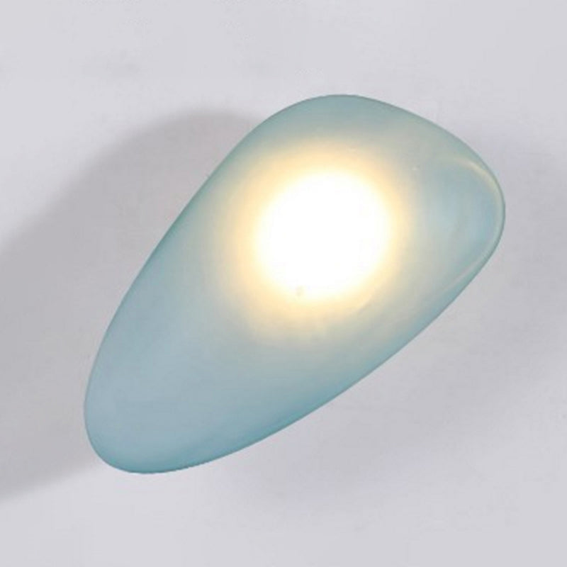 Frosted Glass Cobblestone Wall Sconce Art Deco 1-Light Wall Mount Light for Living Room Blue Long Cone Clearhalo 'Cast Iron' 'Glass' 'Industrial' 'Modern wall lights' 'Modern' 'Tiffany' 'Traditional wall lights' 'Wall Lamps & Sconces' 'Wall Lights' Lighting' 2467041