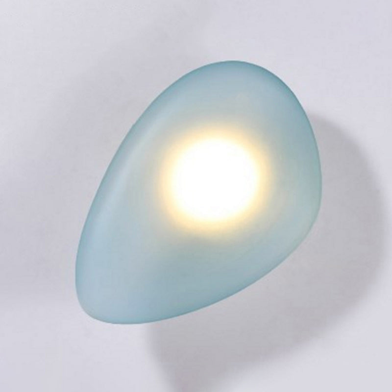 Frosted Glass Cobblestone Wall Sconce Art Deco 1-Light Wall Mount Light for Living Room Blue Fillet Clearhalo 'Cast Iron' 'Glass' 'Industrial' 'Modern wall lights' 'Modern' 'Tiffany' 'Traditional wall lights' 'Wall Lamps & Sconces' 'Wall Lights' Lighting' 2467045