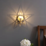 Iron Wire Star Wall Sconce Light Fixture Minimalist 1 Head Bedroom Wall Lamp in Gold Clearhalo 'Art deco wall lights' 'Cast Iron' 'Glass' 'Industrial wall lights' 'Industrial' 'Middle century wall lights' 'Modern' 'Rustic wall lights' 'Tiffany' 'Traditional wall lights' 'Wall Lamps & Sconces' 'Wall Lights' Lighting' 2467109