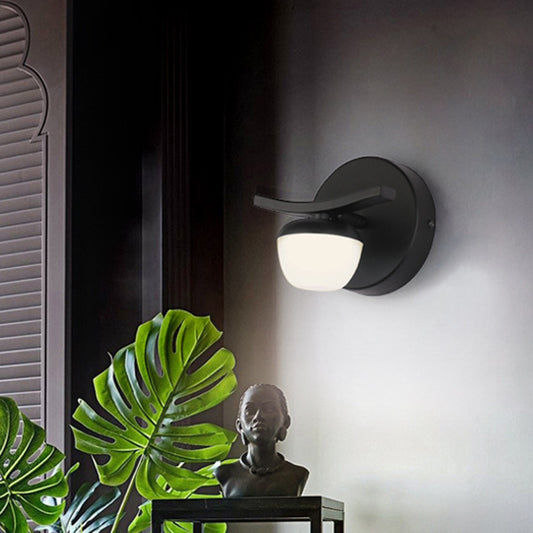 Acrylic Bowl Vanity Light Fixture Minimalist Black LED Wall Sconce Lighting for Bath 1.0 Black Clearhalo 'Modern wall lights' 'Modern' 'Vanity Lights' 'Wall Lights' Lighting' 2467161