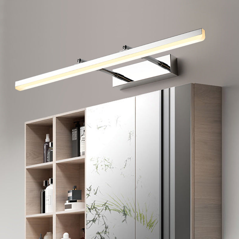Minimalist Linear Sconce Light Fixture Metal Bathroom LED Vanity Lamp with Extendable Arm Chrome Clearhalo 'Modern wall lights' 'Modern' 'Vanity Lights' 'Wall Lights' Lighting' 2467167